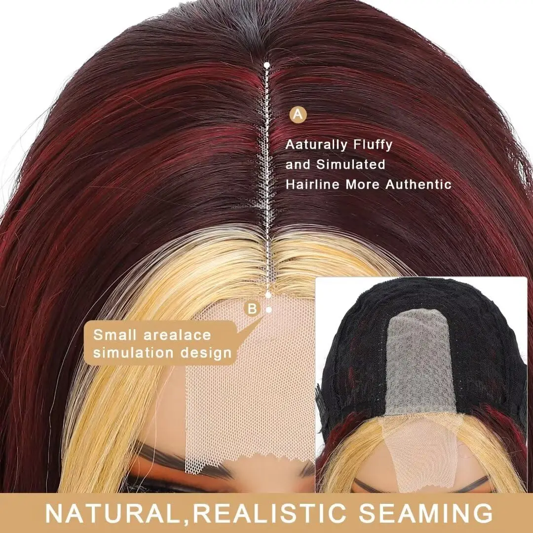 バーガンディ 613 ハイライト ウィッグ ブロンド 13x4 HD バーガンディ合成レース フロント ダークレッド ボディ ウェーブ