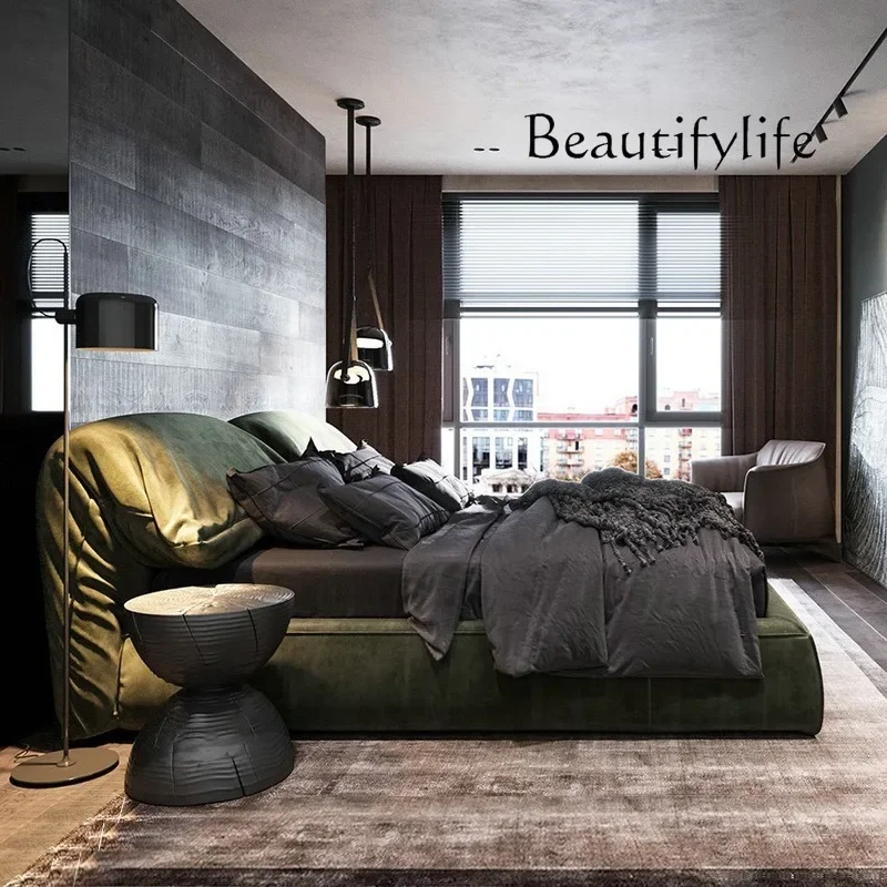 

X36 Italian Minimalist Technology Fabric Bed Modern Light Luxury Soft Bag Double Bed Nordic Master Bedroom Marriage Bed