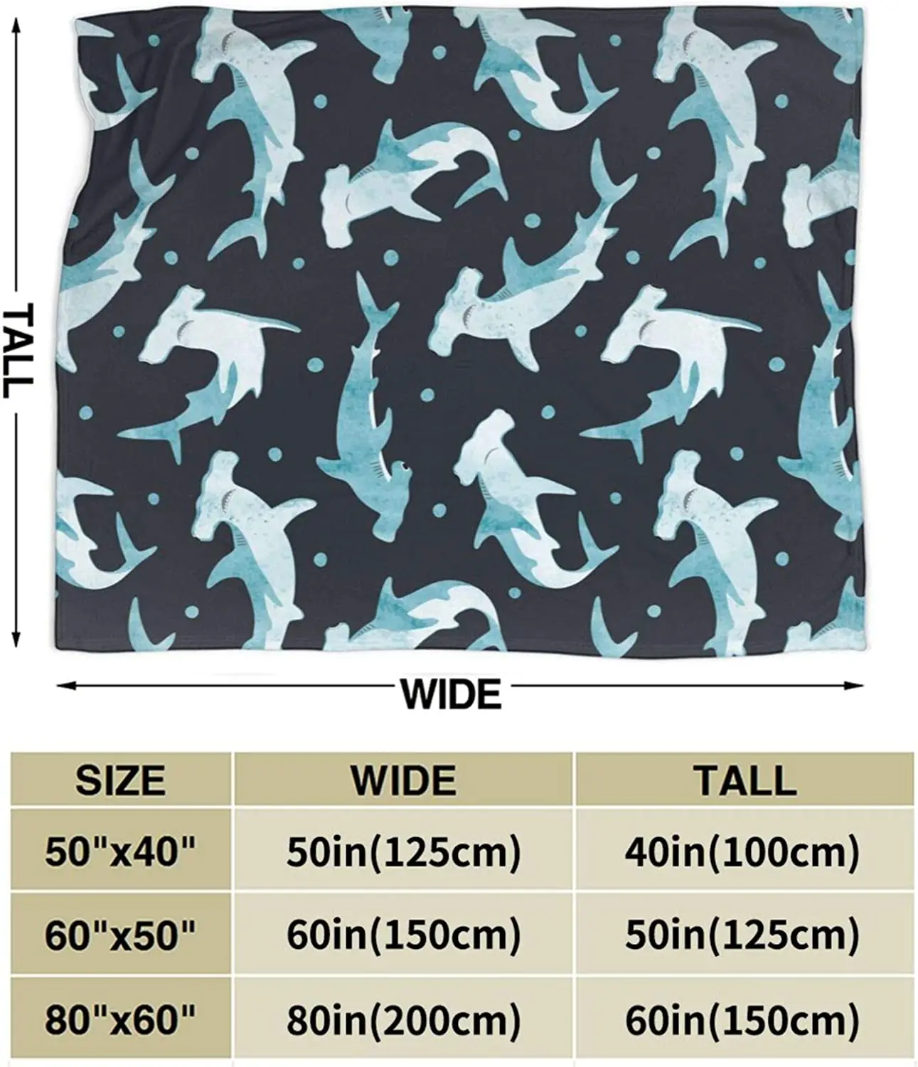 Hammerhead Shark Blanket for Kids Teens Adults Soft Fleece Throw Blanket Cozy Bed Blanket King Size for Couch Bed Travel Camping