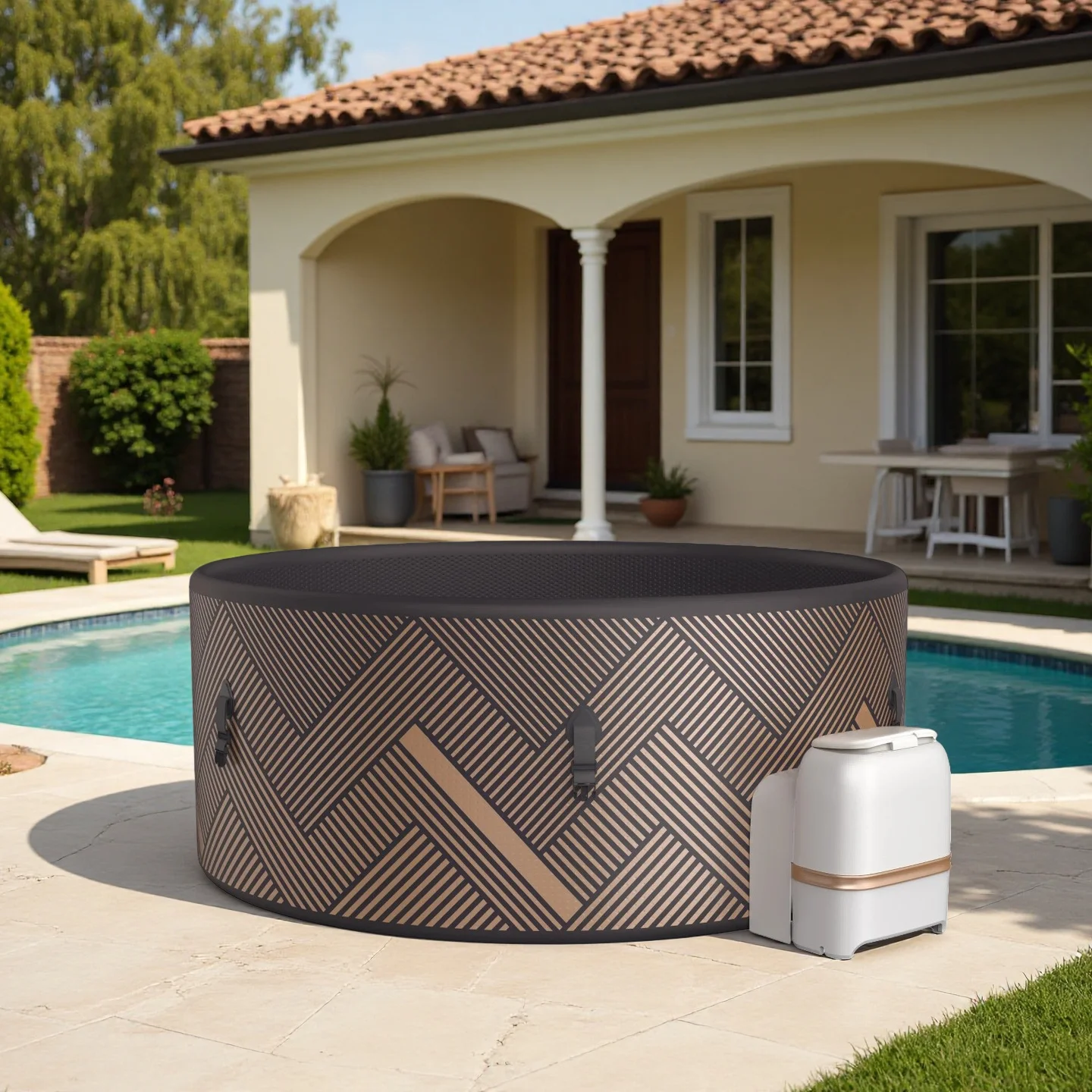 Plug and Play Portable Inflatable Hot SPA Pools 4 Persons Inflatable Hot Tub Outdoor Hot Tub for Backyard