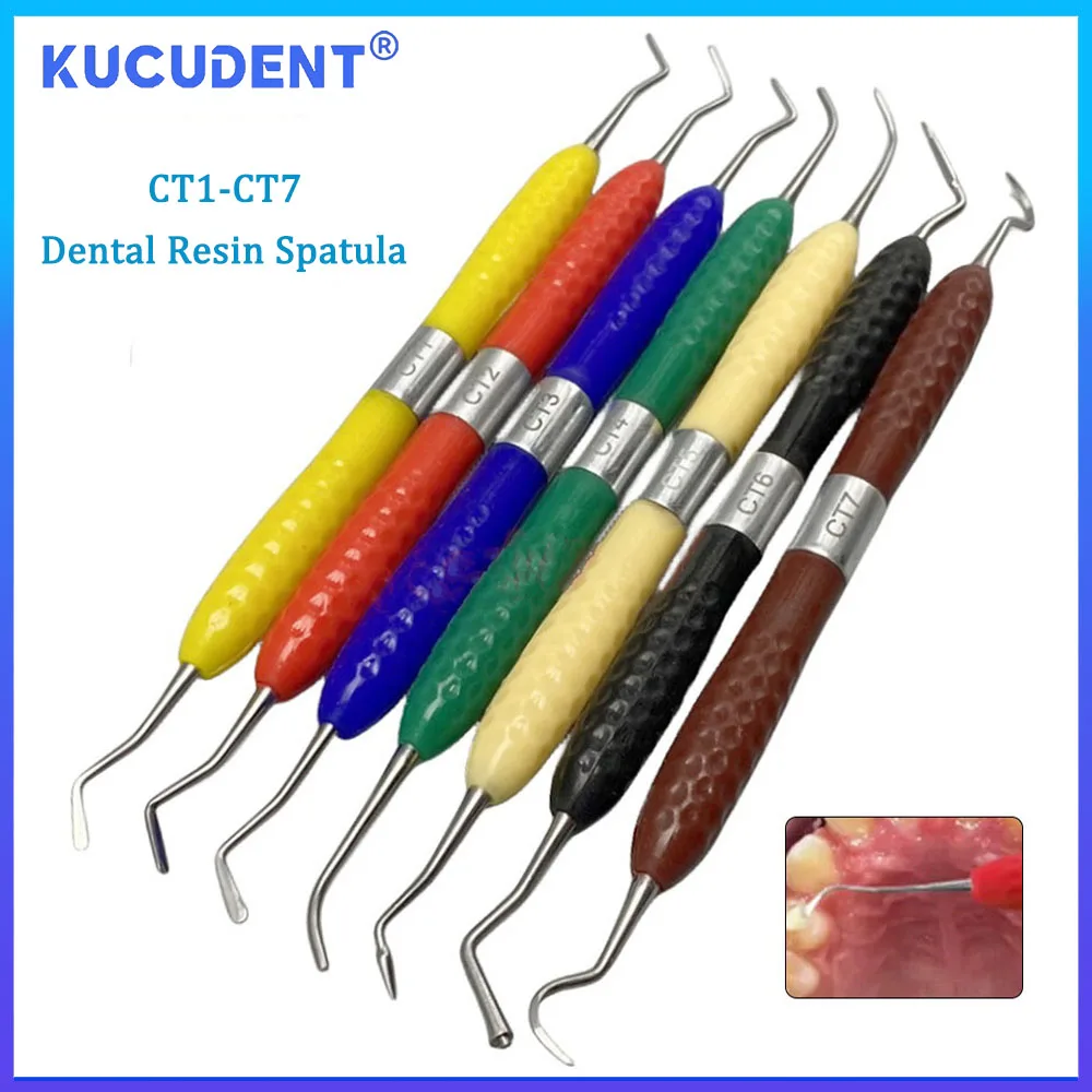

KUCUDENT 1 шт. стоматологические шпатели для наполнения композитной смолой, эстетический инструмент для восстановления, силиконовая ручка, стоматологические инструменты CT1-CT7