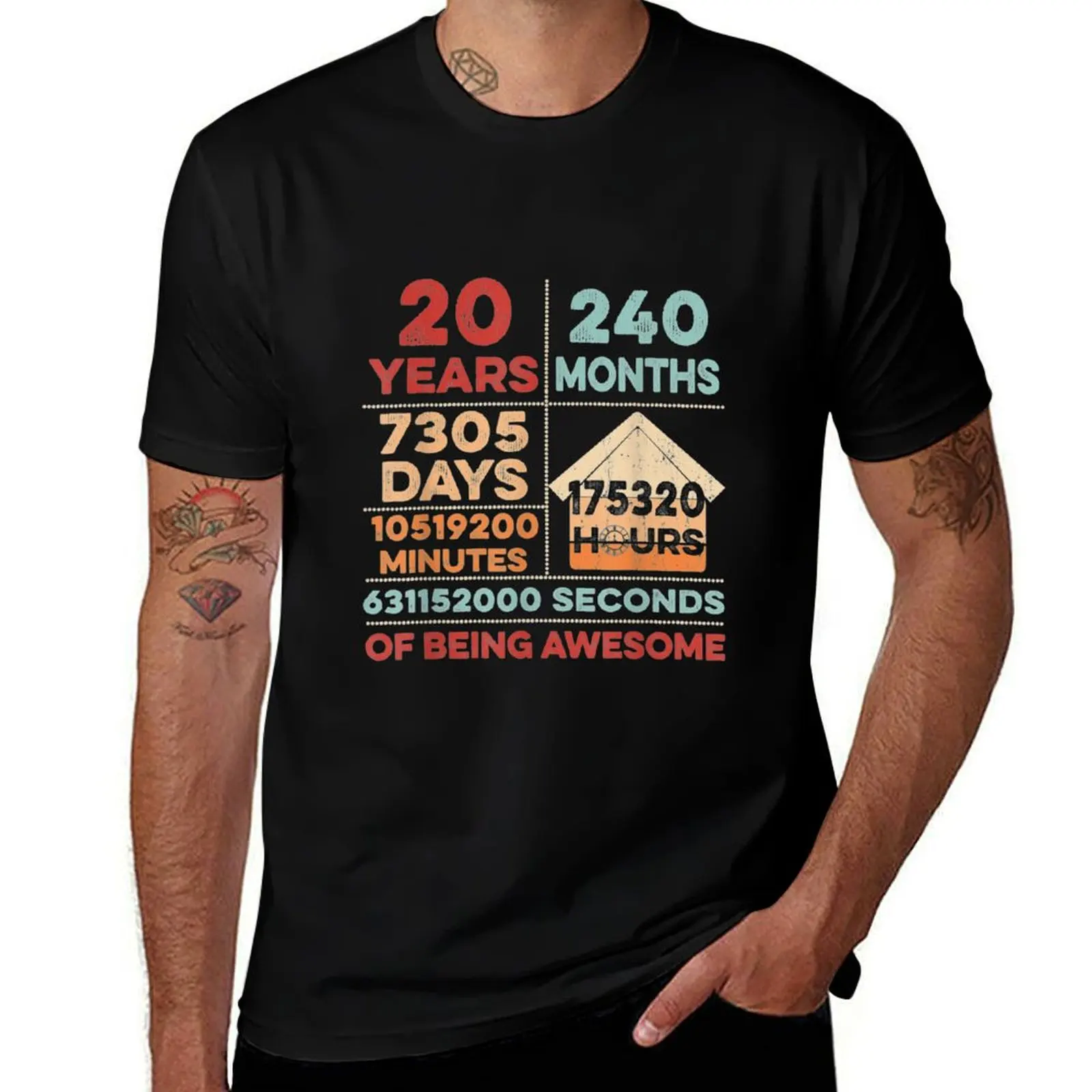 

Vintage 20th Birthday 20 Years Old Being Awesome Anniversary T-Shirt anime tshirt man t shirt luxury T-Shirt