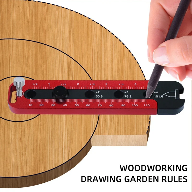 Carpintaria Desenho Compass Circle Scriber, Ferramenta de desenho circular, Medidor de marcação redonda ajustável, métrica, Polegada