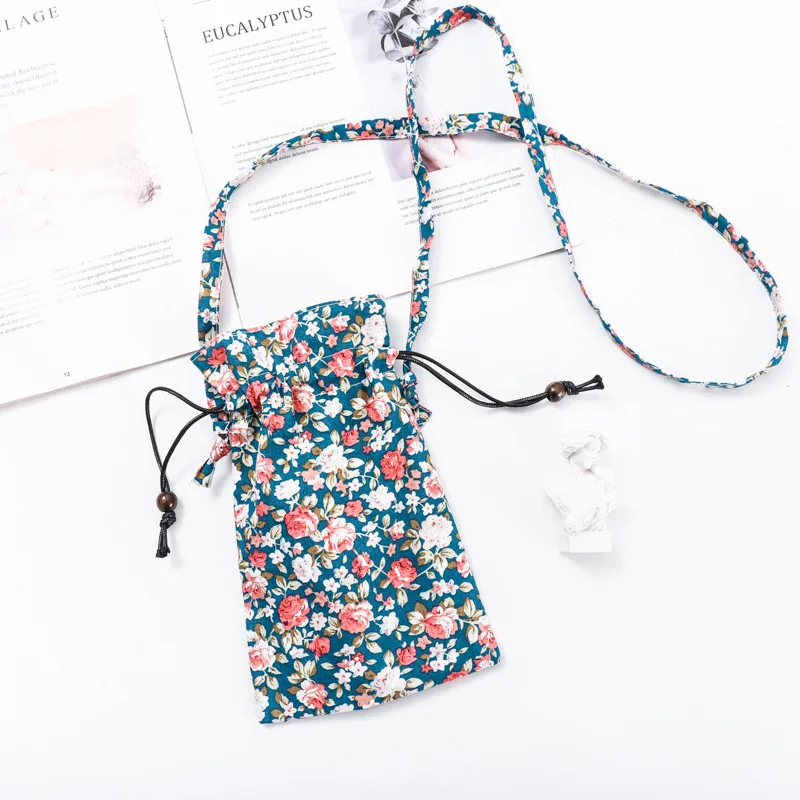 Women‘s Handbag Cotton Floral Pattern Printing Crossbody Shoulder Bag Female Small Phone Purse Ladies Money Pouch 2024 For Girls