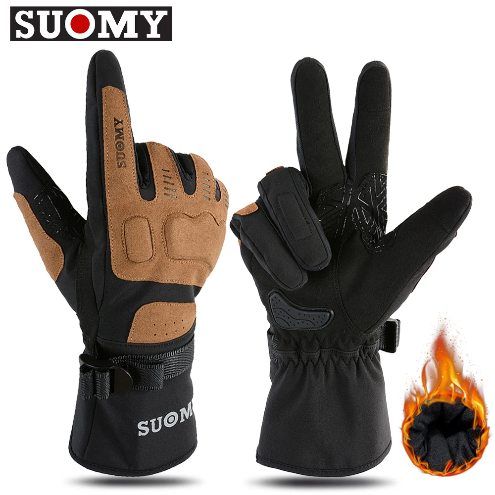 SUOMY Motorcycle Gloves Winter Warm Waterproof Motorbike Riding Gloves Touch Screen Men Women Moto Motocross Windproof Guantes