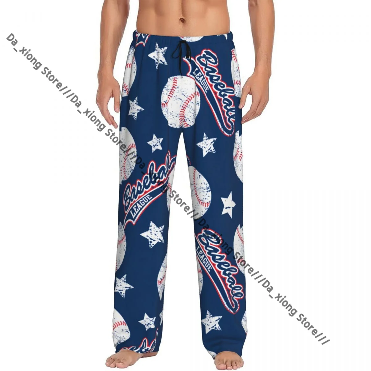 

Men's Casual Pajama Sleeping Pants Baseball Stars Lounge Loose Trousers Comfortable Nightwear