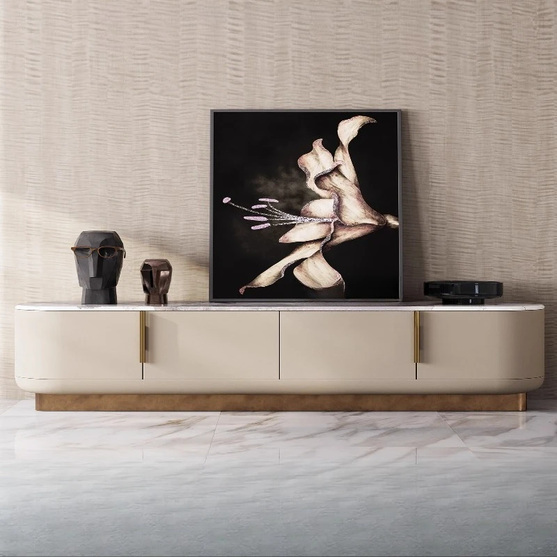 

Italian light luxury TV cabinet luxury luxury living room post-modern high-end marble coffee table floor cabinet combination