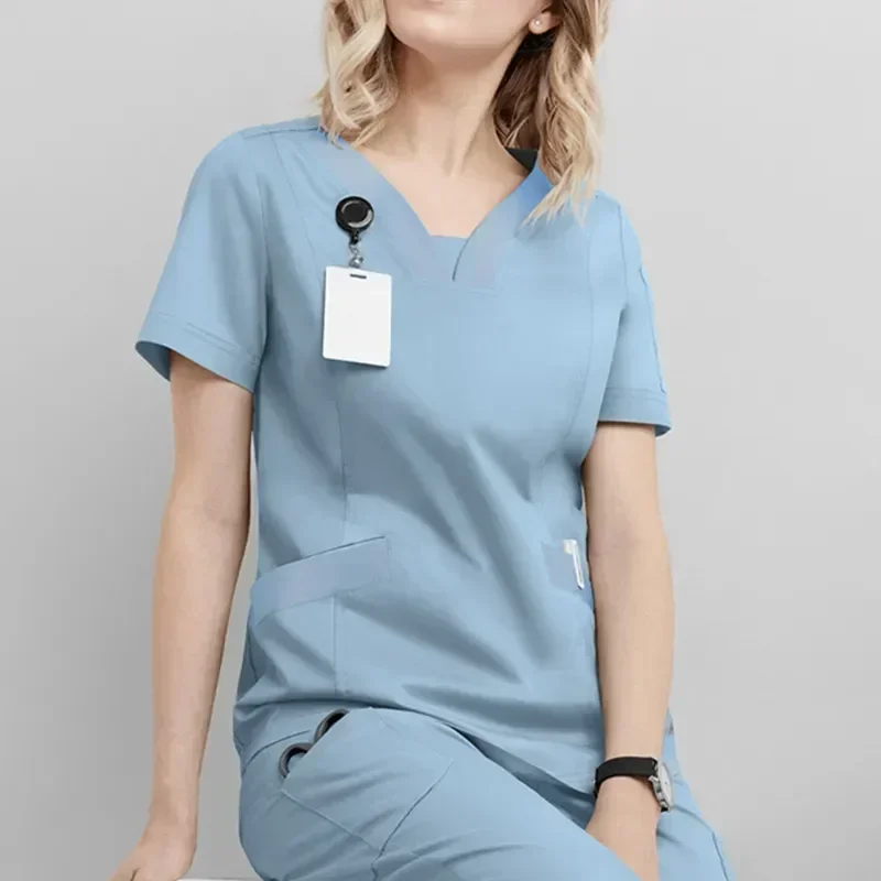 Clothes Workwear 2023 Drawstring Pants V-neck Doctor Medical Hospital Nursing Scrubs Surgery Work 's Women Suits Uniform Set Top