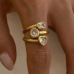 Yori New Stainless Steel Chic Cubic Zirconia Ring for Women Waterproof Fashion Jewelry Accessories Gift 2024