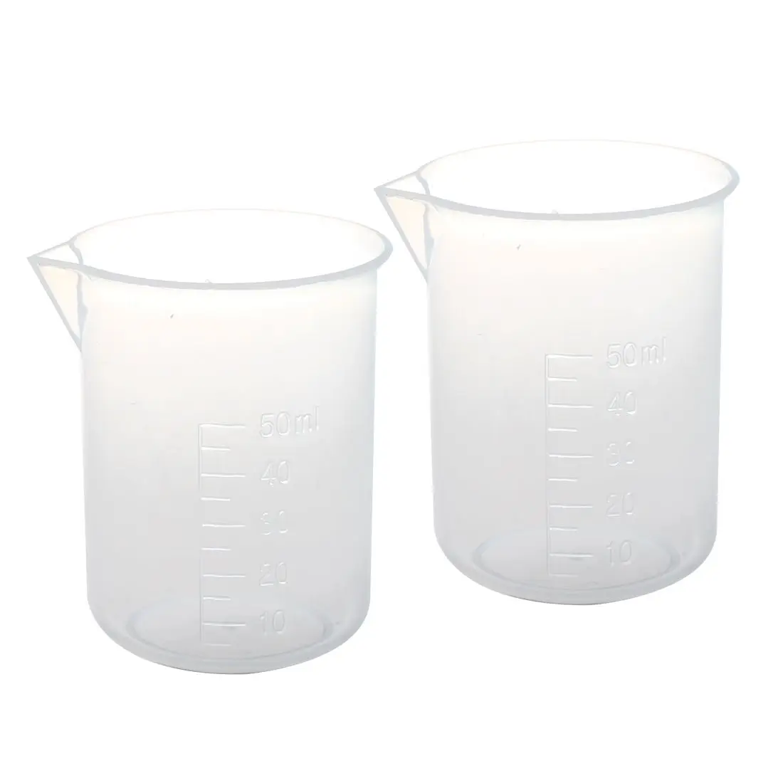 

2 pcs 50 ml laboratory plastic water liquid measuring cup Transparent