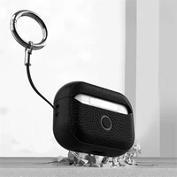 Étui en cuir texturé pour Apple Airpods 1 2 3 4 Pro, housse de protection pour écouteurs Bluetooth sans fil, sac Anti-perte pour écouteurs 5