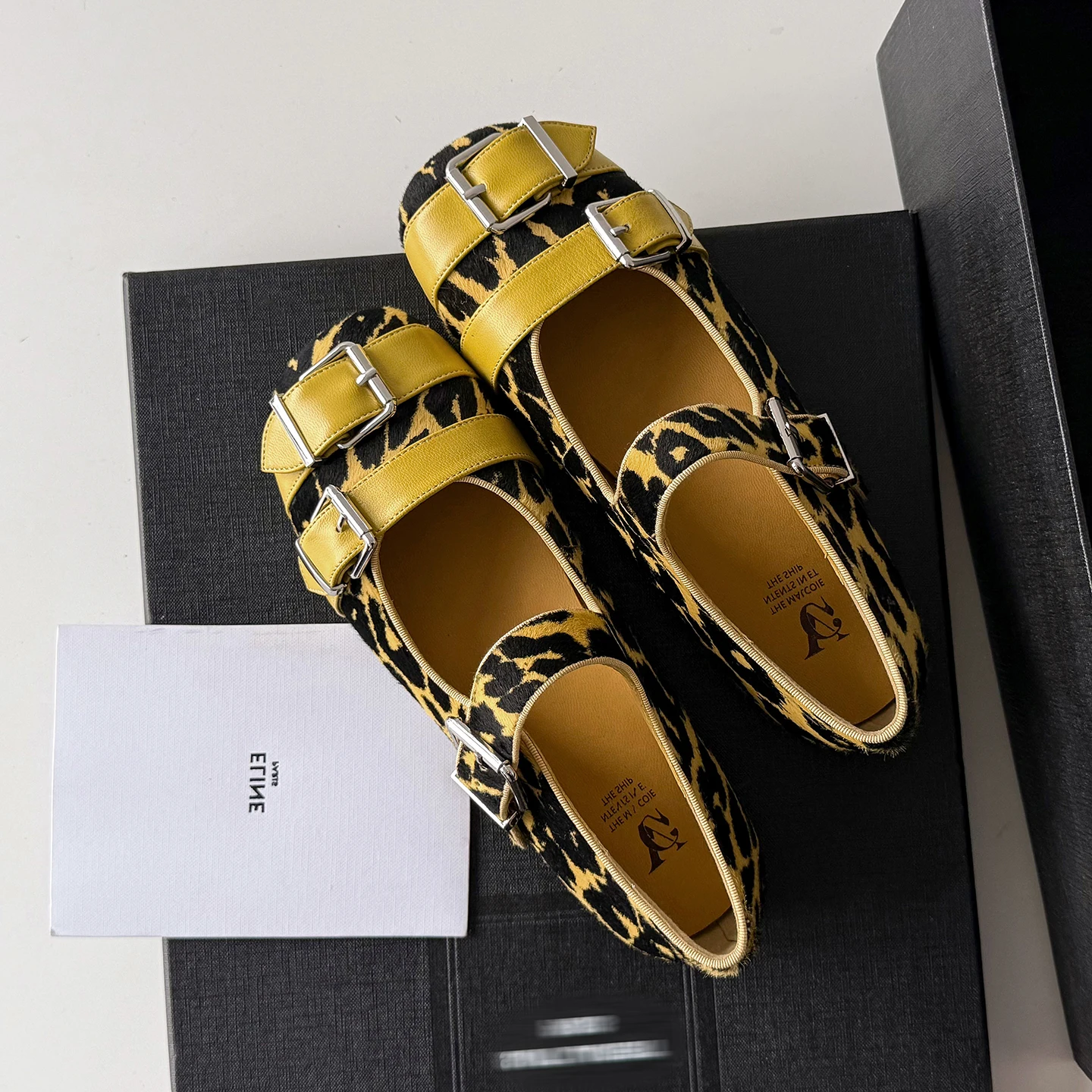 

Fashion Women Sexy Mary Jane Shoes Leopard Flats Cow Leather Sexy Casual Pumps Office Low Heels Party Shoes Dress Size 34-40