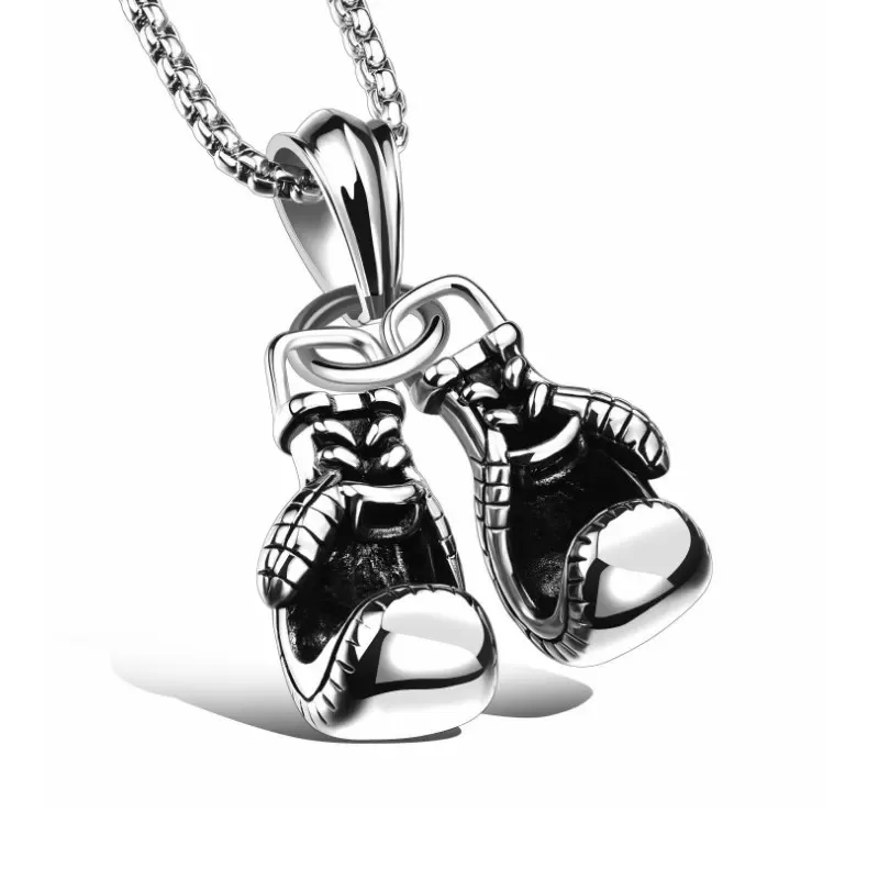 Retro Fitness Boxing Gloves Titanium Steel Necklace Fashion Punk Pendant