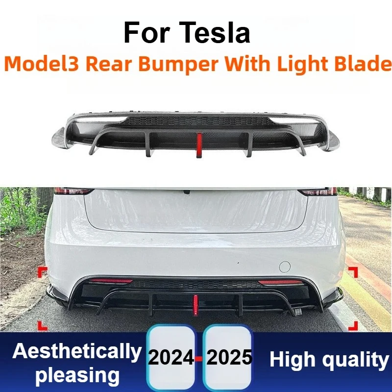 

For Tesla Model 3 2024+ Rear Bumper Pilot Light Diffuser Lip Tail Blade Spoiler Splitter Car Exterior Modification Accessories