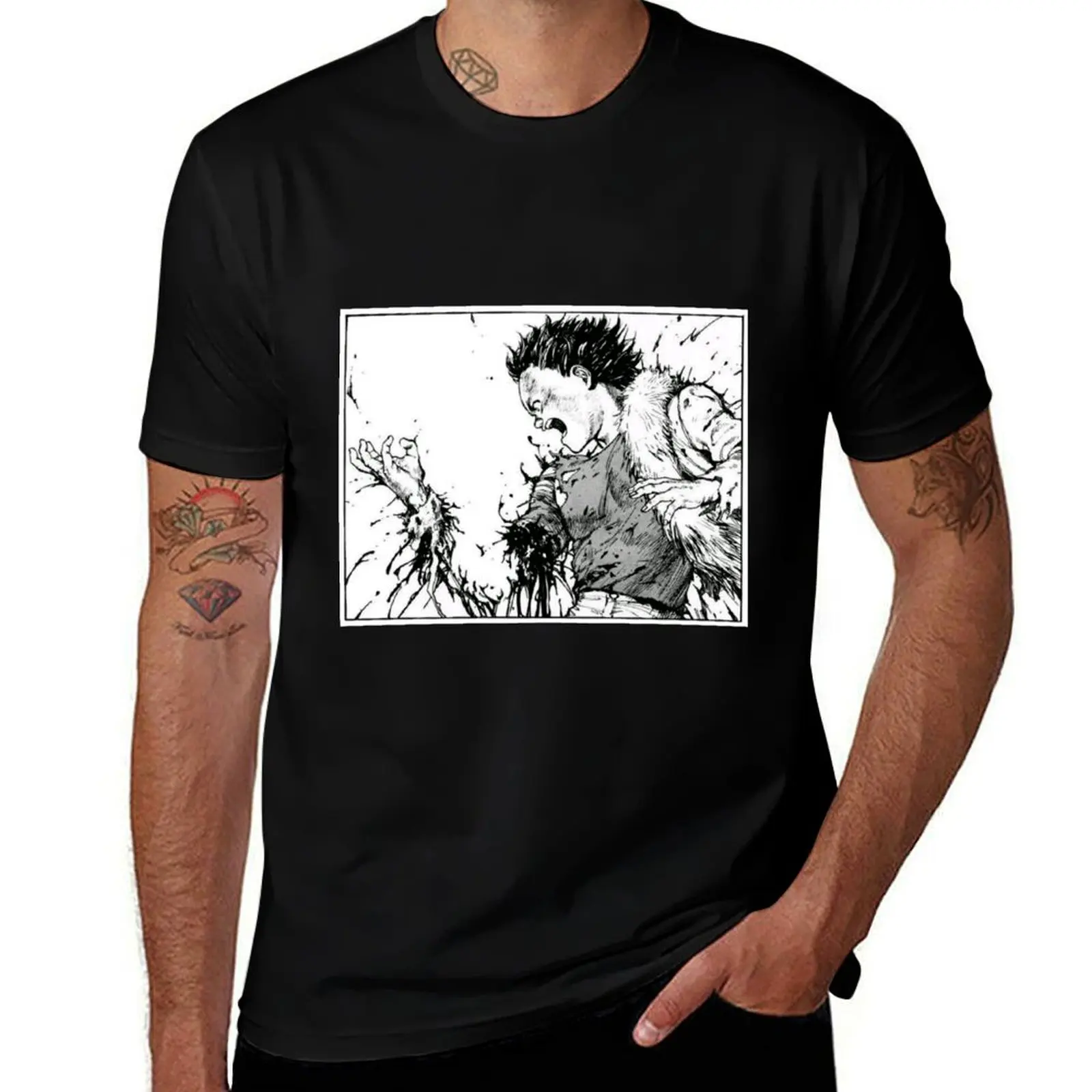 Akira Tetsuo Losing Arm T-Shirt Casual Soft Cotton Short Sleeve Tee