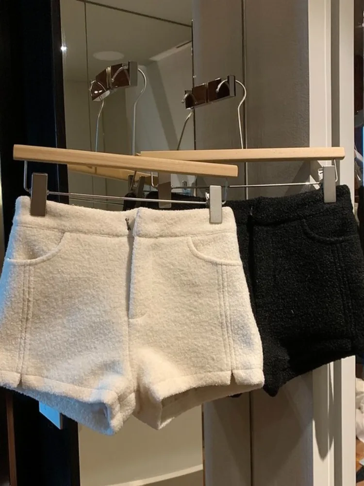 Lässige Damen-Ortungshose aus verdickter Wolle für Herbst und Winter, hohe Taille, Bootcut-Hose, gerades Bein, A-Linien-Rock, weites Bein