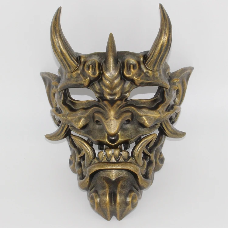 Masque Facial Complet Unisexe pour Halloween, Cosplay Japonais Hannia en Résine, Fantôme Traditionnel Japonais Hannya Samurai