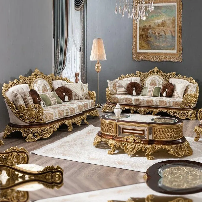 *# European Royal Classic Style Sofa Furniture Luxury Living Room Antique Carved Sofa Chairs Set