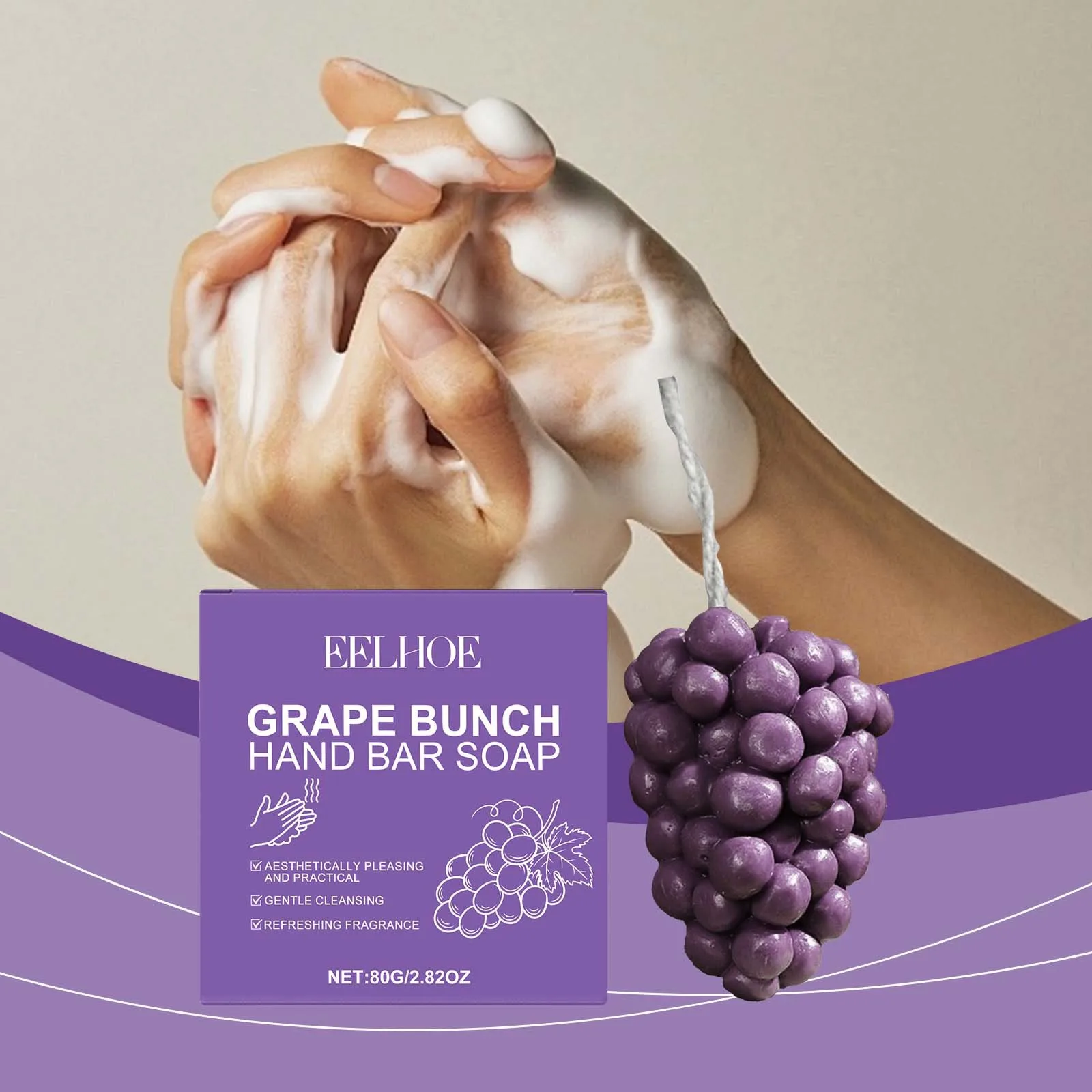 

Grape Bunches Hand Bar Soap Washing Cleaning Nourishing Fruit Extraction Lasting Fragrance Mild Remove Dirt Practical Decorative
