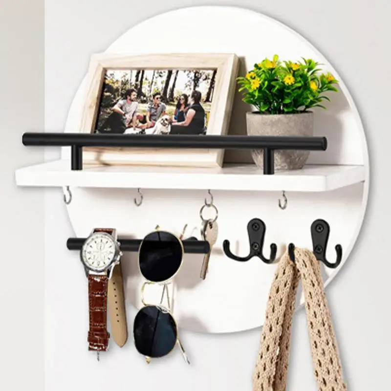 

Key Holder Wall Mounted Key Hooks Wall Decorative With 6 Hooks wooden Key Organizer Rack Entrance hallway kitchen Storage Rack