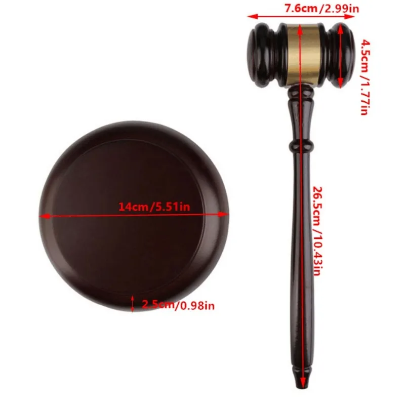 Delicate Wood Gavel Handmade Wooden Auction Hammer Wood Gavel+Sound Block for Lawyer Judge Auctioneer Auction Sale Decor