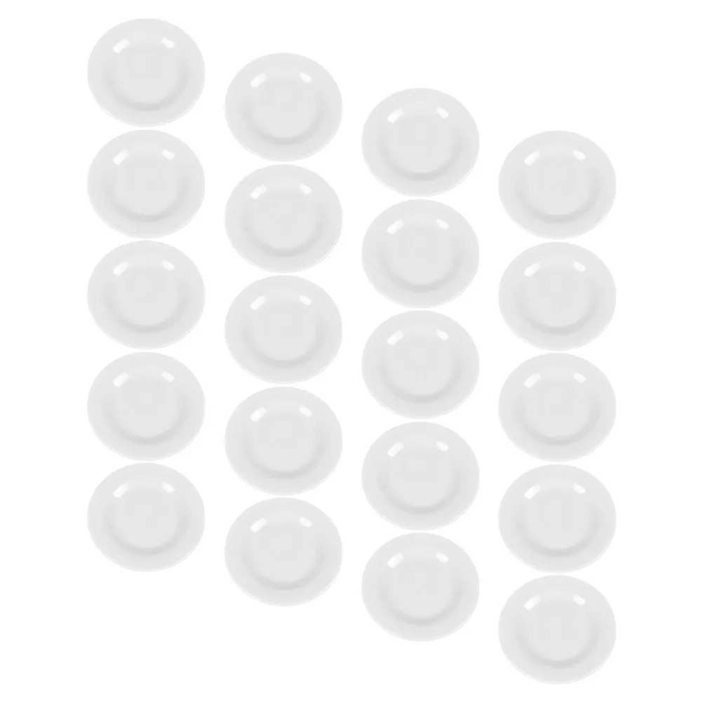 

20 шт. имитированных белых тарелок, миниатюрные подносы, реквизит для кухонных сцен, миниатюрная посуда для кукольного домика, декоративные аксессуары