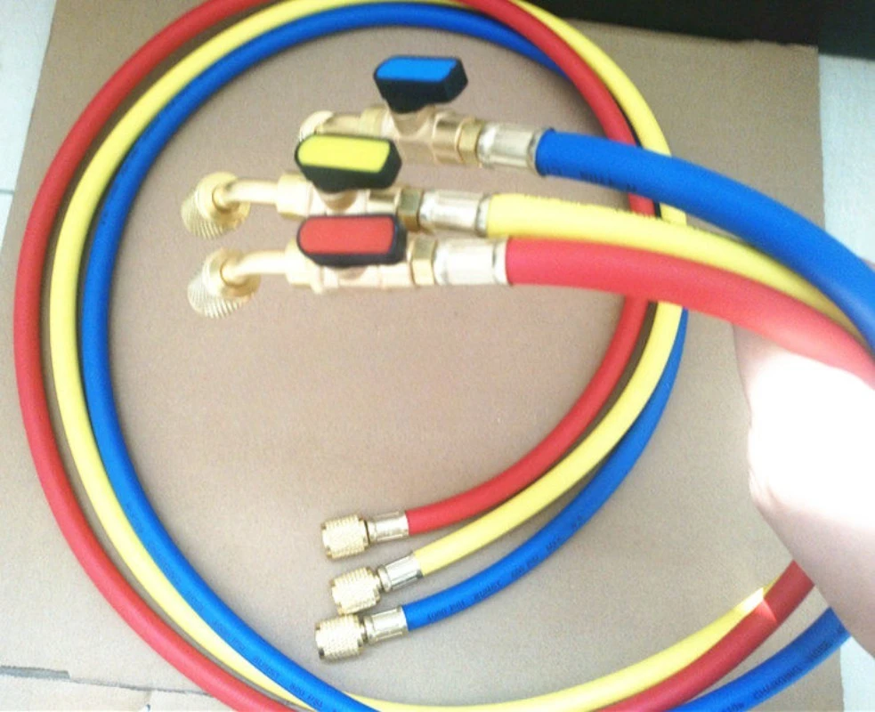 Air conditioning refrigerant fluoride pipe with ball valve switch, fluoride ball valve, fluoride safety valve R410 high pressure