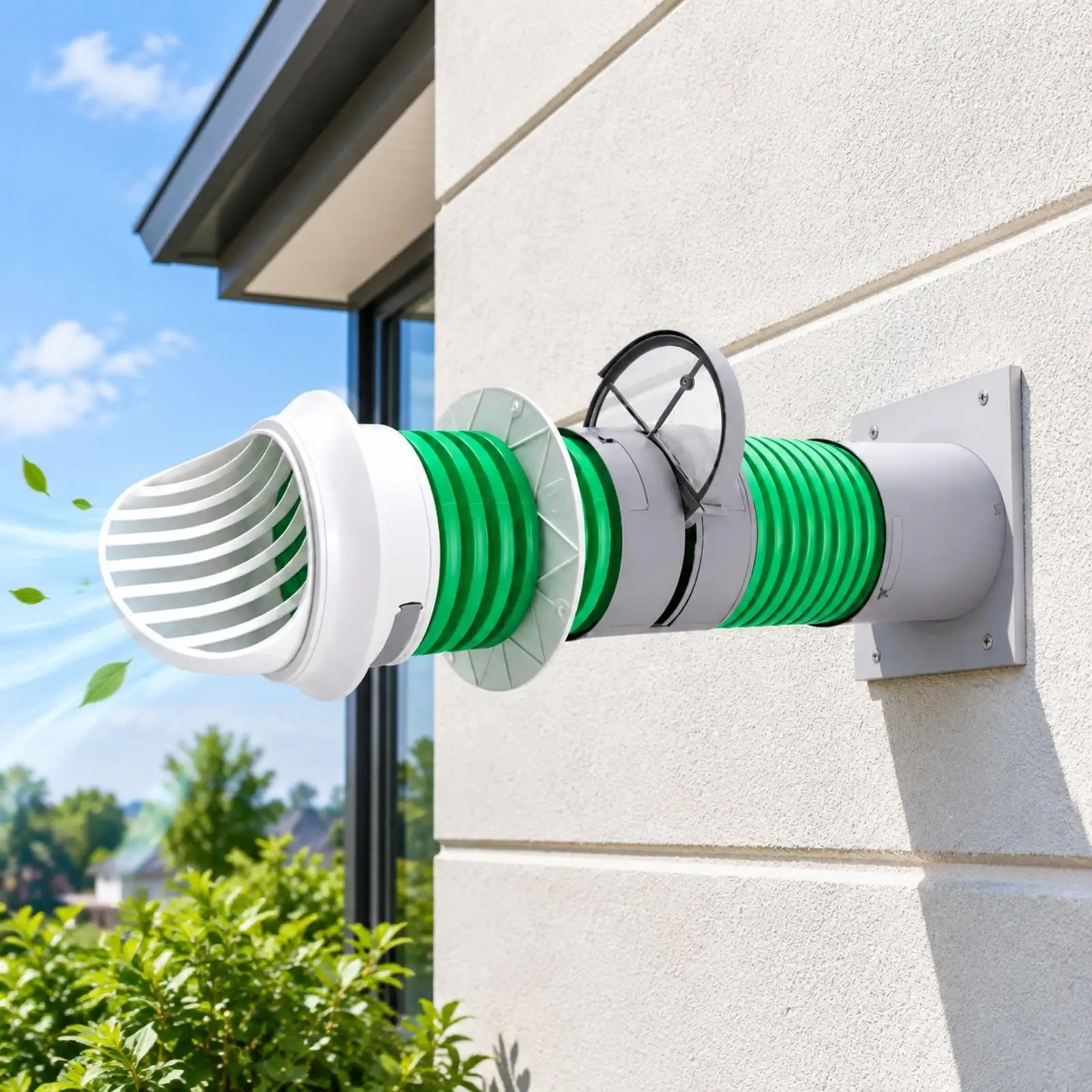Wall-Mounted Fresh Air Vent Assembly Rain-Resistant Wall Vent with Port and Air Hat Backdraft for Homeowners, DIY Renovators