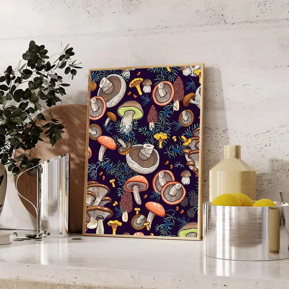 Грибной холст, настенный художественный декор с принтом спор, ботаническая иллюстрация, постер с лесными грибами, Cottagecore, эстетический принт природы, грибной постер