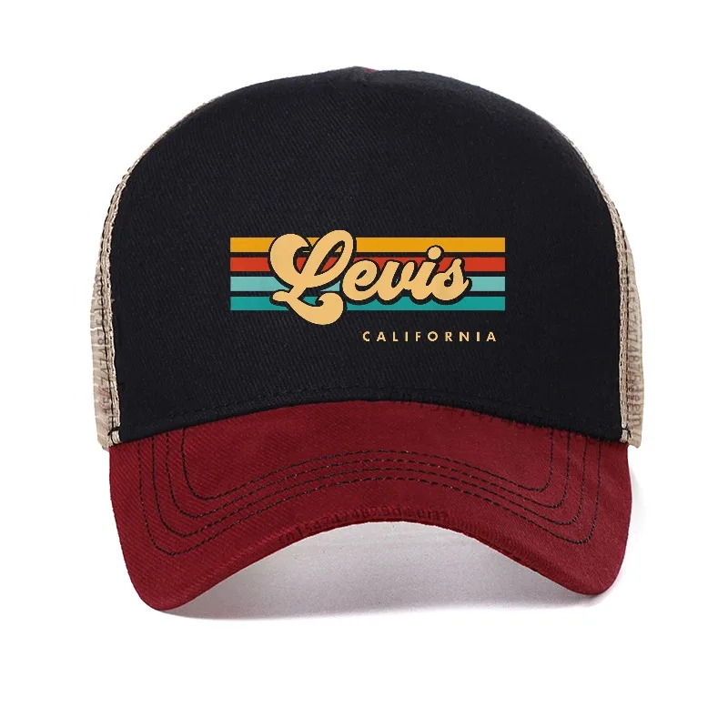 New Summer Summer Mesh Breathable Hat Men's and Women's Fashion Retro Sunset Stripe Levis, California Pure Cotton Baseball Cap