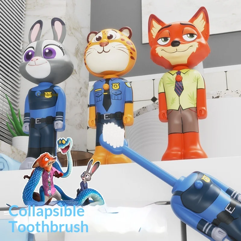 

Зубная щетка Disney Zootopia (Зверополис) с выдвижной ручкой, в виде Ника и Джуди, с мягкой и тонкой щетиной, подарок для детей, игрушка