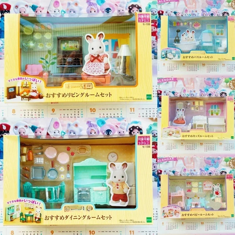 Original New Japanese Sylvanian Doll Play House Toy Doll Animal Mini Decoration Pink Bedroom Families Gift Toy