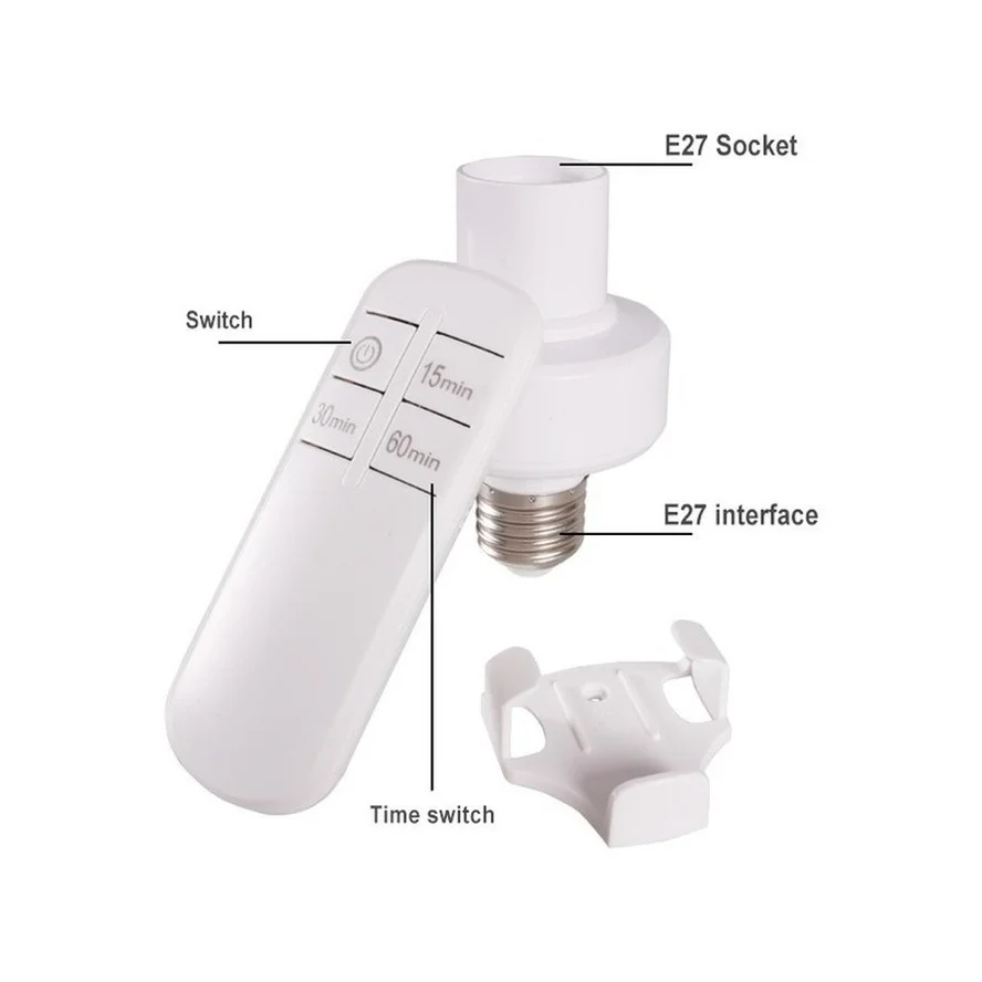 Controle Remoto Sem Fio Interruptor do Temporizador Inteligente, Multi Interruptor Luz, E27 Suporte Da Lâmpada, 110V, 220V, apto para o Quarto do