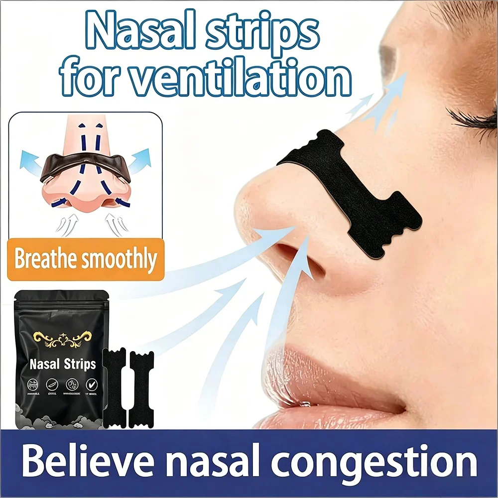 Black Nasal Strips Comfortable Nose Strips for Easier Breathing Easy To Apply Gentle Fit for Night & Daily Use