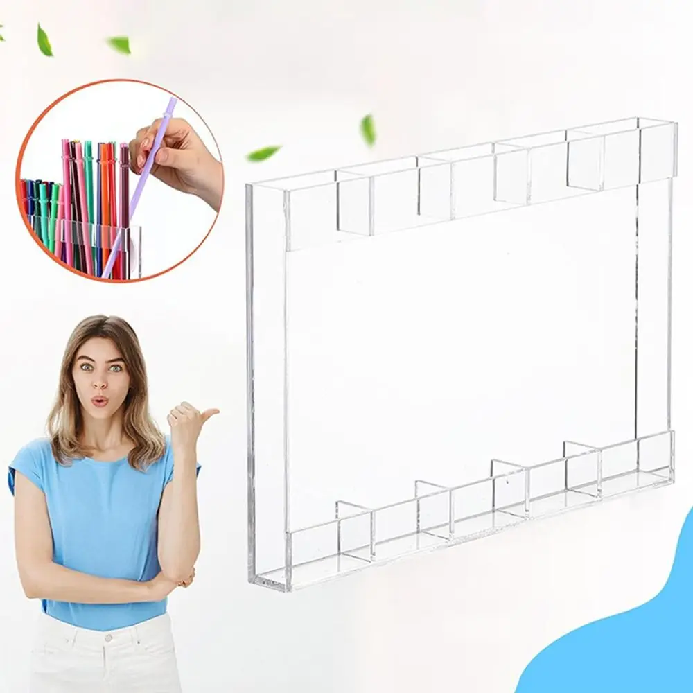 Acrylic Acrylic Straw Holder 5 Grids Reusable Makeup Brushes Organizer Wall Mounted Multifunctional