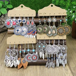 Boho Drop Dangle Earrings Set For Women Girls Lovers Vintage Style Tassel/Shell/Leaf Design Party Decor For Gifts