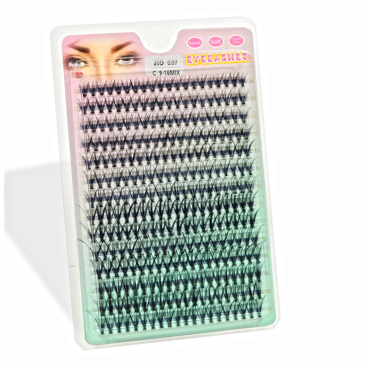 QSTY 280pcs Individual Lash Extensions, 20D Lash Clusters Volume Mix Pack, 9-16mm Mix Lengths 20 Roots C Curl 0.07mm Thicknes