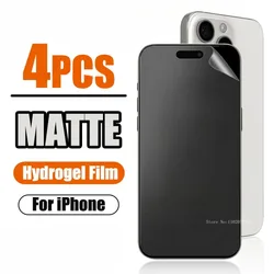 4Pcs Full Cover Hydrogel Film Matte For iPhone 16 15 13 14 12 11 Pro Max Mini Plus XR XS Max 7 8 Front Screen Protector No Glass