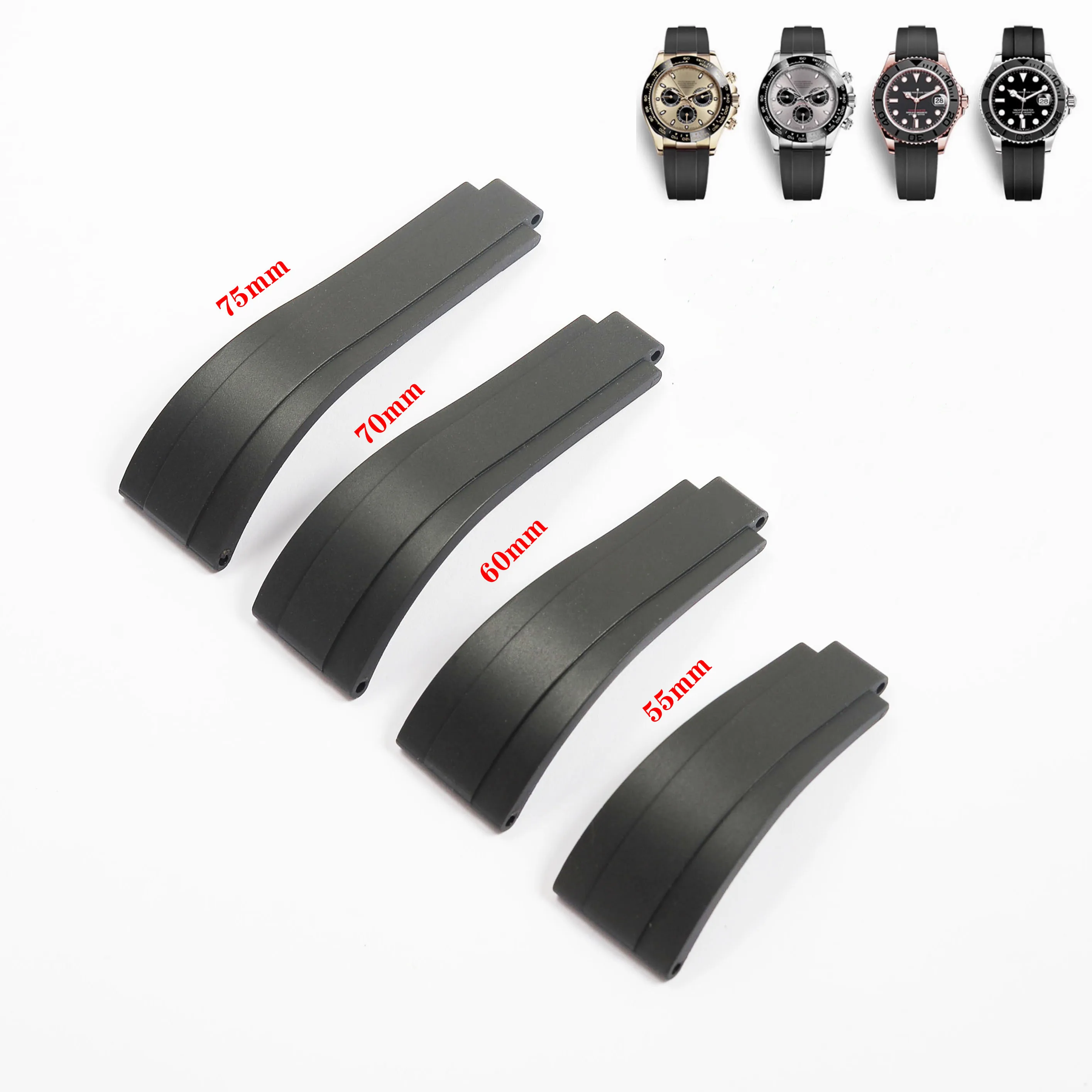 Soft Silicone Rubber Men 20mm 21mm Watchband For Rolex Watch Strap Daytona Submariner GMT OYSTERFLEX Bracelet Folding Buckle