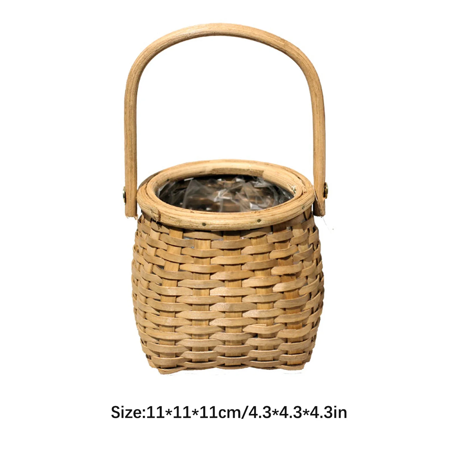 Flower Basket Wood Chip Basketry Garden Vine Pot Photo Props Storage Decor Honey Wooden Hand-woven Wall Hanging Plants Holder