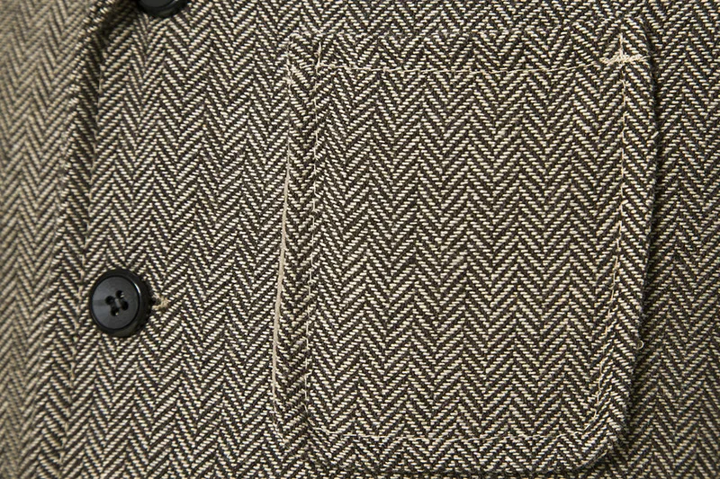 Rompi Kerah Kancing Sebaris Herringbone Tweed Pria Rompi Jas Pria untuk Pesta Natal Halloween