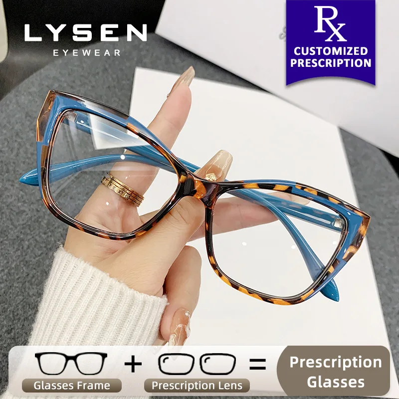 

LYSEN New Rectangle Women Anti Blue Light Classes UV Protection Customized Prescription Optical Glasses Hyperopia Myopia Glasses