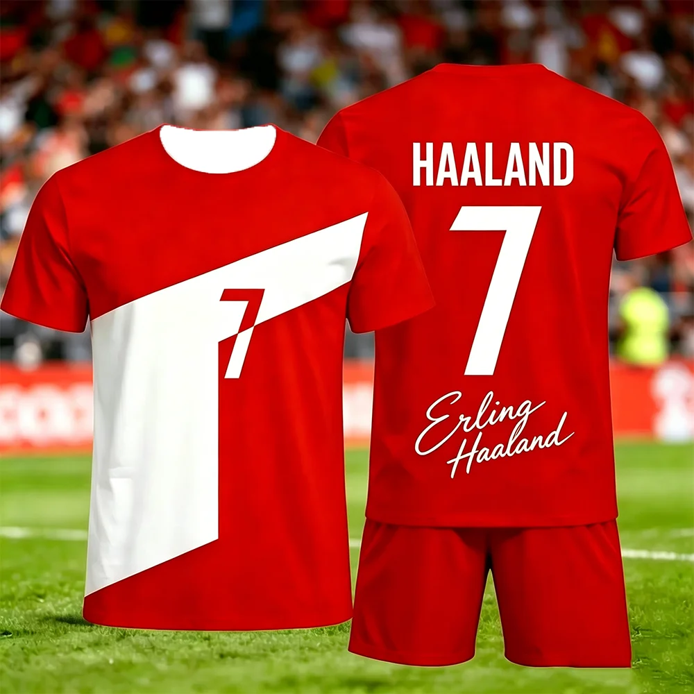 Summer No.7 3D Men's And Women's Breathable and Quick Drying Training Sports Jersey Set with Short Sleeves And Shorts for Kids