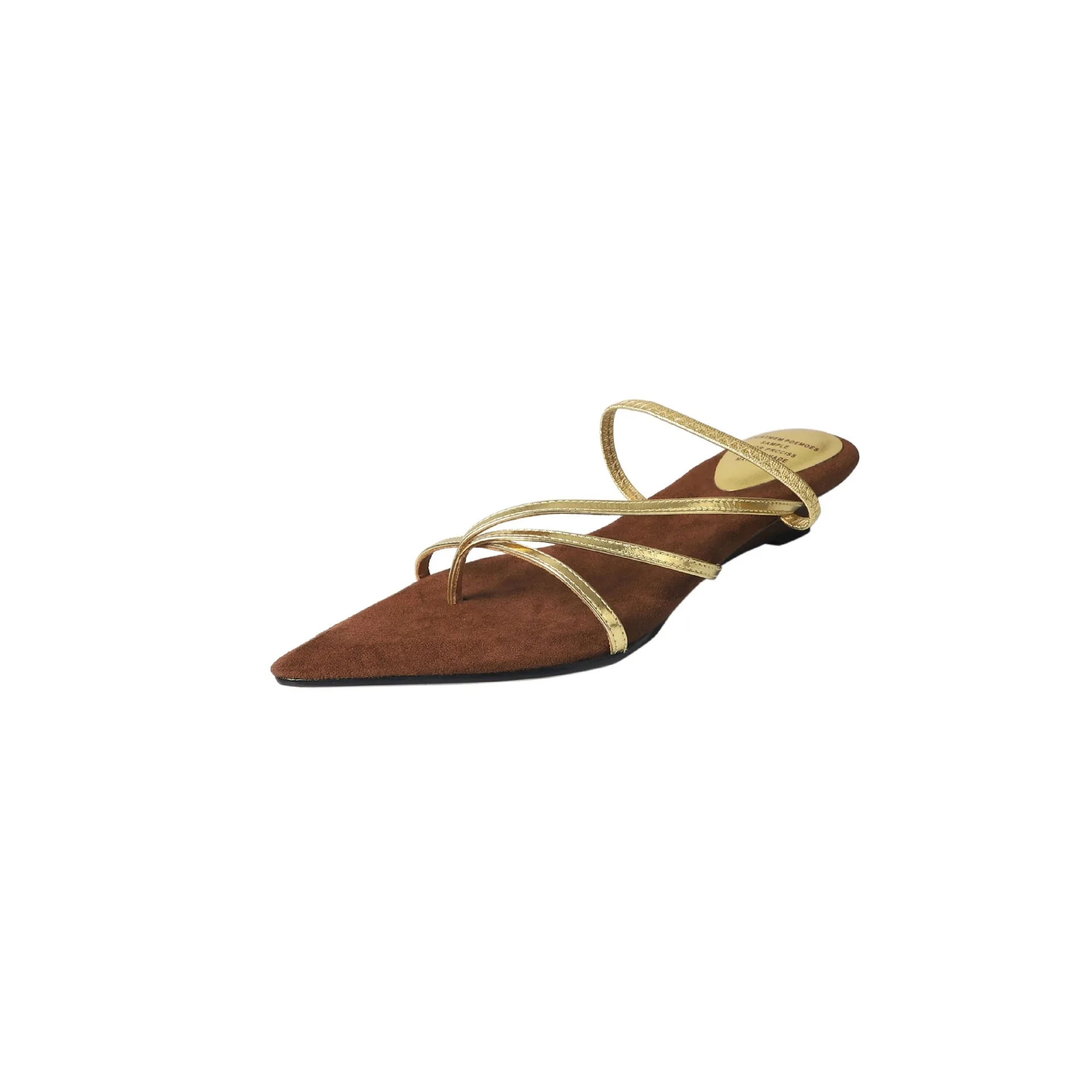 French vacation Roman style sandals for summer 2026 with a pointed toe wedge heel, women's cool slippers view 5