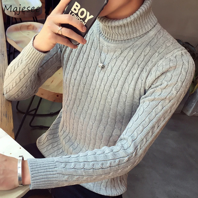 

Pullovers Men Turtleneck Warm Korean Style Fashion All-match Basic Thicker Autumn Handsome Home Gentle Teens Ins Clothing Casual