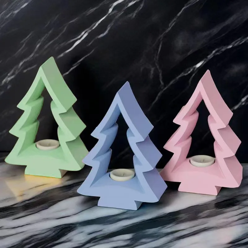 Large Christmas Tree Candle Holder Silicone Mold DIY Cement Gypsum Pouring Epoxy Resin Mold Home Decoration Crafts Ornaments