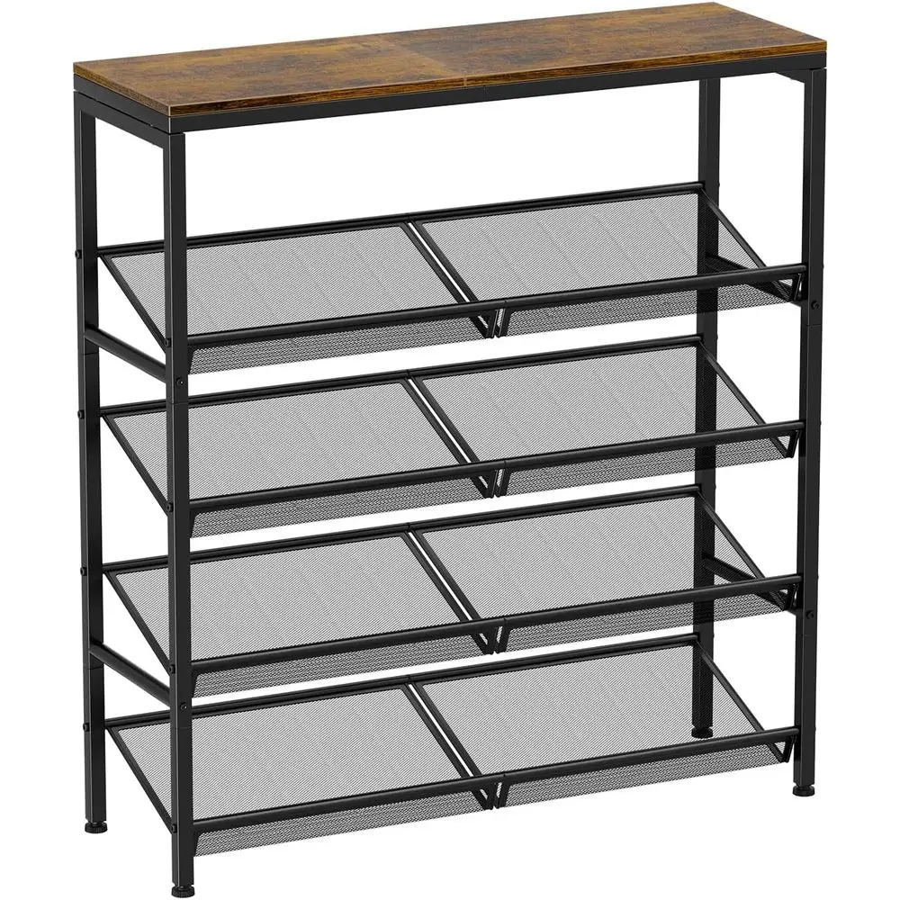 

5-Tier Shoe Rack, Large Entryway Shoe Organizer with Adjustable Mesh Shelves Holds 16-20 Pairs, Industrial Shoe Shel or Closet,