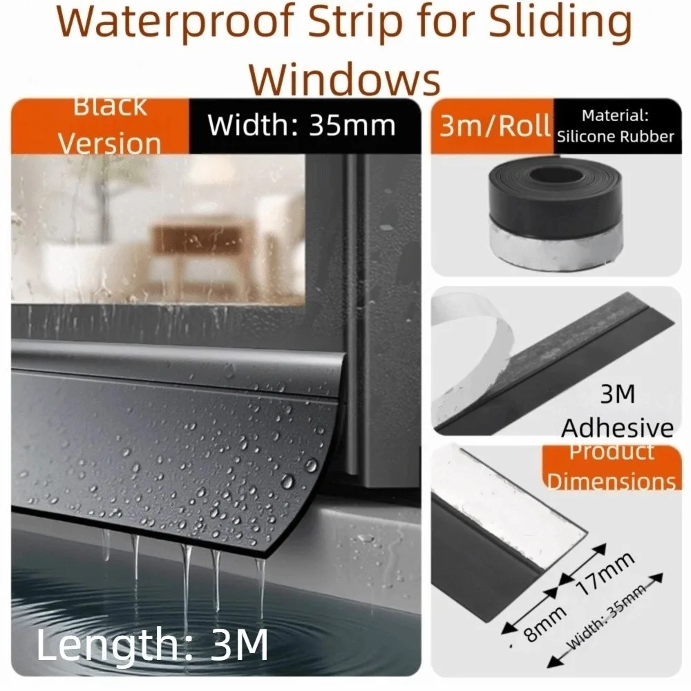 Picture 5: Ainproof Water Backflow Window Water Blocking Bar Sealing Function Rubber Sealing Strip Window Edge Waterproof