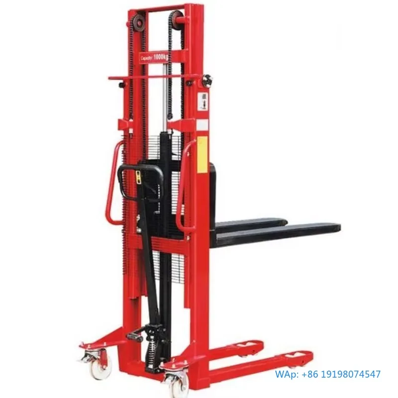 3 Ton Hydraulic Manual Pallet Stacker 1600mm Lift Height Nylon Wheel Industrial Forklift
