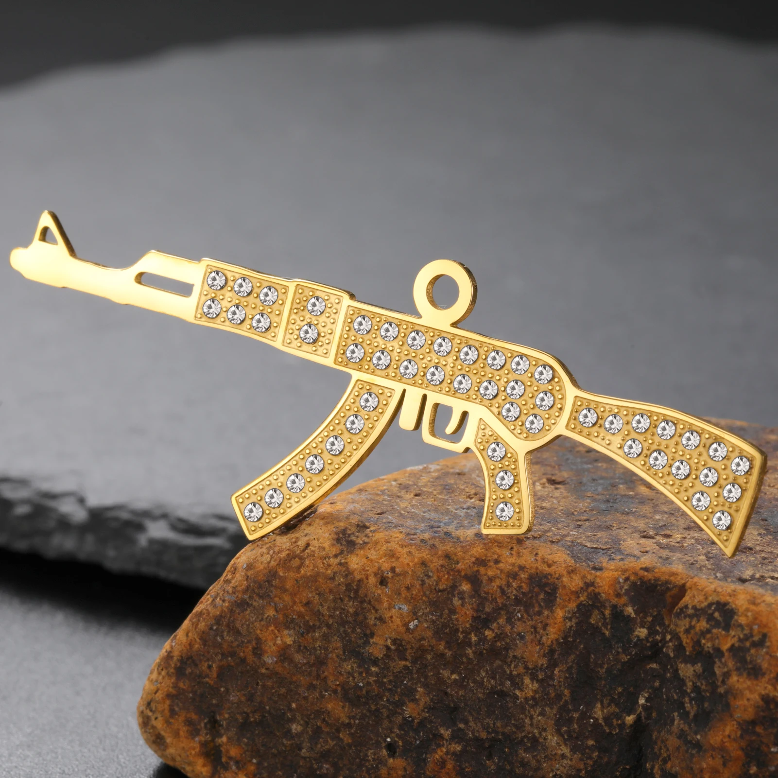 Stainless Steel Classic  Zircon Gun Pendant for Necklace Earrings Bracelet Jewelry DIY Accessories Wholesale image 4